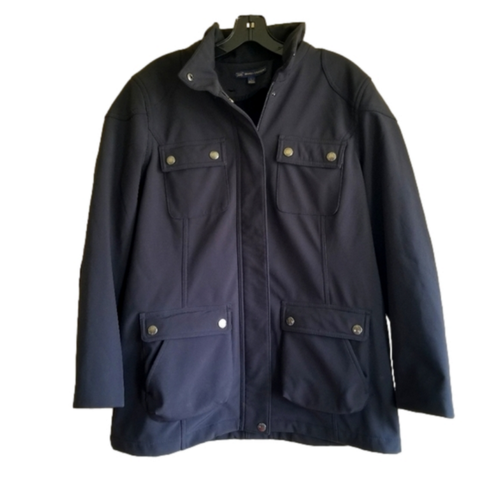 Brooks Brothers 346 Snap & Zip Fitted Black Jacket Mid-weight Size Large Men's